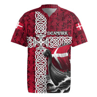 Denmark Viking Longship Rugby Jersey Norse Rune & Celtic Cross Danish Flag