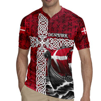 Denmark Viking Longship Rugby Jersey Norse Rune & Celtic Cross Danish Flag