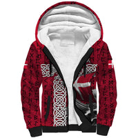Denmark Viking Longship Sherpa Hoodie Norse Rune & Celtic Cross Danish Flag