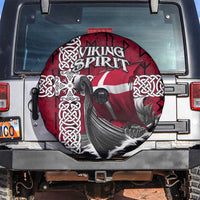 Denmark Viking Longship Spare Tire Cover Norse Rune & Celtic Cross Danish Flag