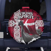 Denmark Viking Longship Spare Tire Cover Norse Rune & Celtic Cross Danish Flag