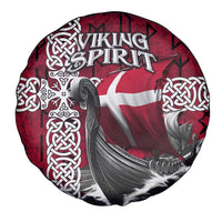Denmark Viking Longship Spare Tire Cover Norse Rune & Celtic Cross Danish Flag