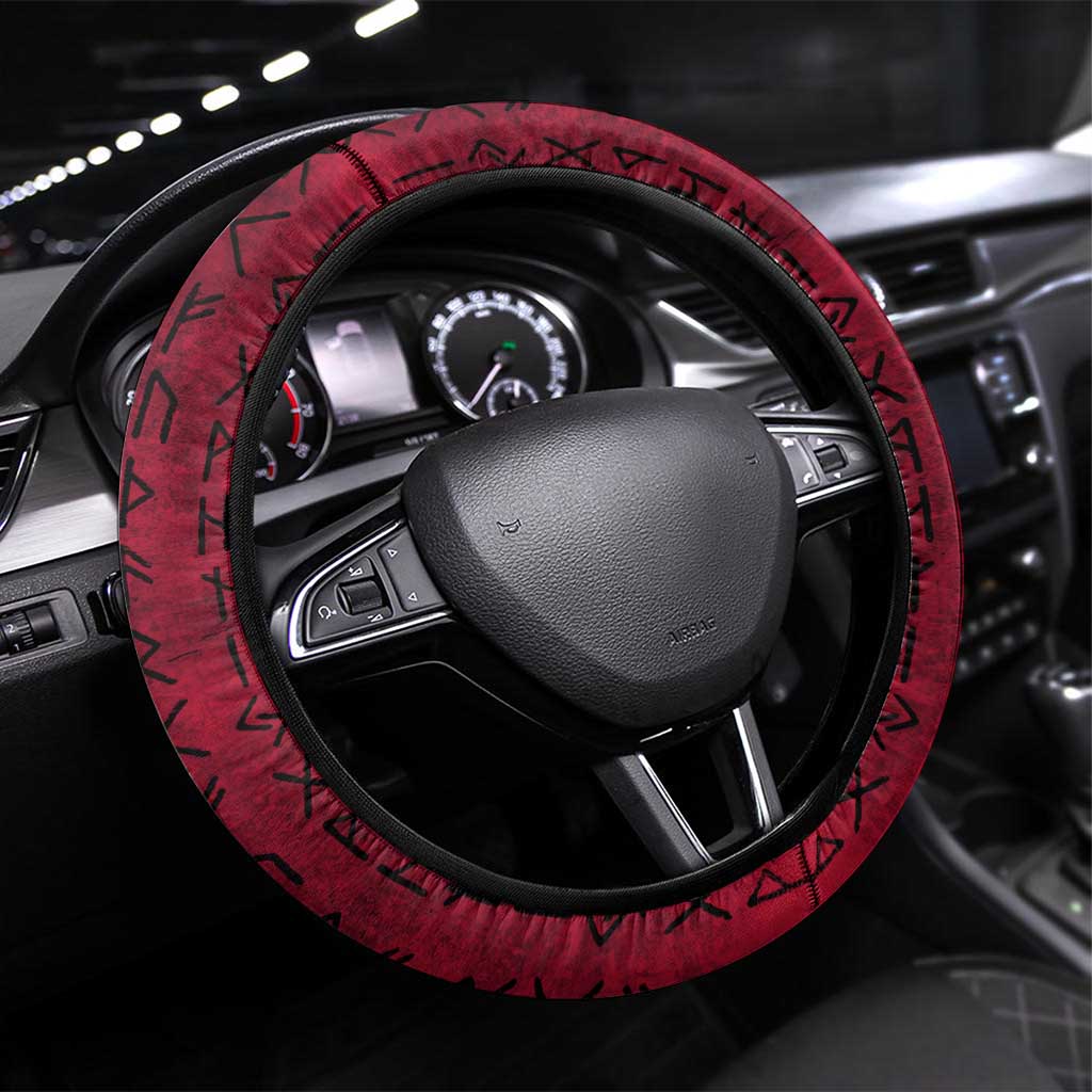 Denmark Viking Longship Steering Wheel Cover Norse Rune & Celtic Cross Danish Flag