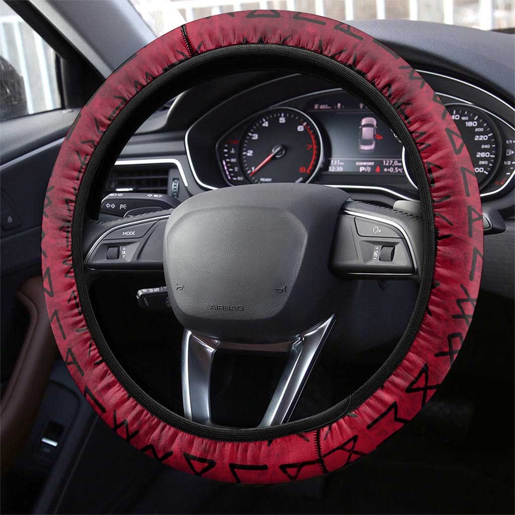Denmark Viking Longship Steering Wheel Cover Norse Rune & Celtic Cross Danish Flag