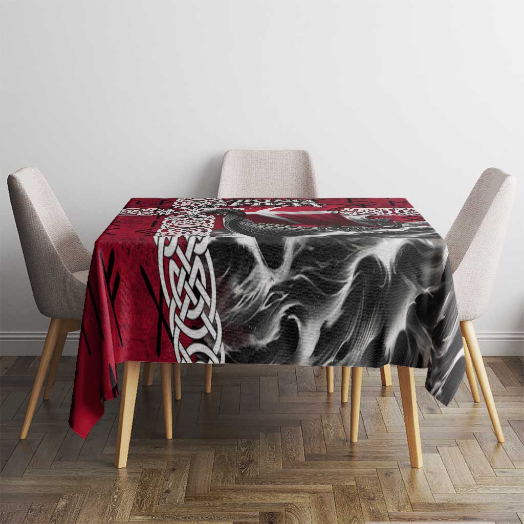 Denmark Viking Longship Tablecloth Norse Rune & Celtic Cross Danish Flag