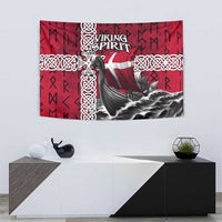 Denmark Viking Longship Tapestry Norse Rune & Celtic Cross Danish Flag