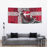 Denmark Viking Longship Tapestry Norse Rune & Celtic Cross Danish Flag