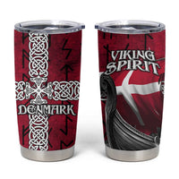 Denmark Viking Longship Tumbler Cup Norse Rune & Celtic Cross Danish Flag