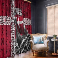 Denmark Viking Longship Window Curtain Norse Rune & Celtic Cross Danish Flag