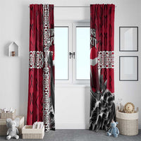 Denmark Viking Longship Window Curtain Norse Rune & Celtic Cross Danish Flag