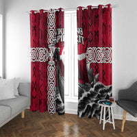 Denmark Viking Longship Window Curtain Norse Rune & Celtic Cross Danish Flag