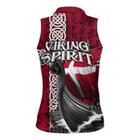Denmark Viking Longship Women Sleeveless Polo Shirt Norse Rune & Celtic Cross Danish Flag