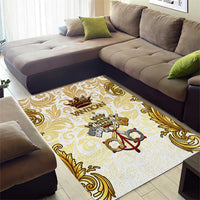 Vatican Gold Baroque Area Rug Papal Crown & Keys Vintage Catholic