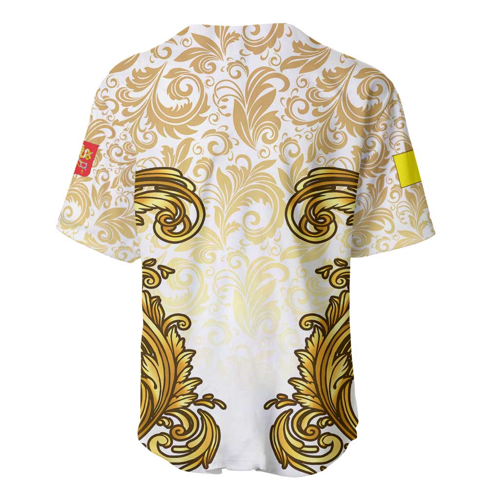 Vatican Gold Baroque Baseball Jersey Papal Crown & Keys Vintage Catholic