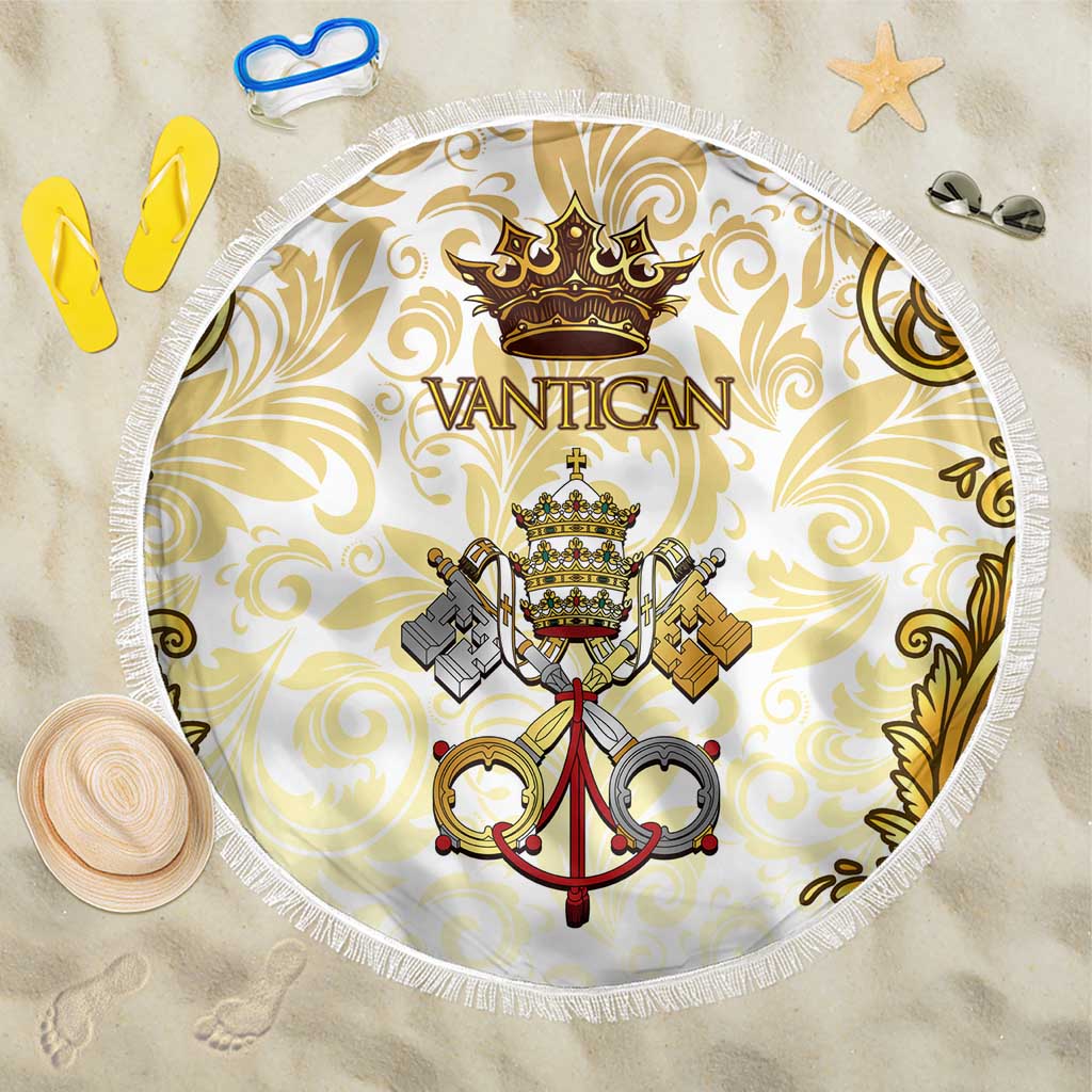 Vatican Gold Baroque Beach Blanket Papal Crown & Keys Vintage Catholic