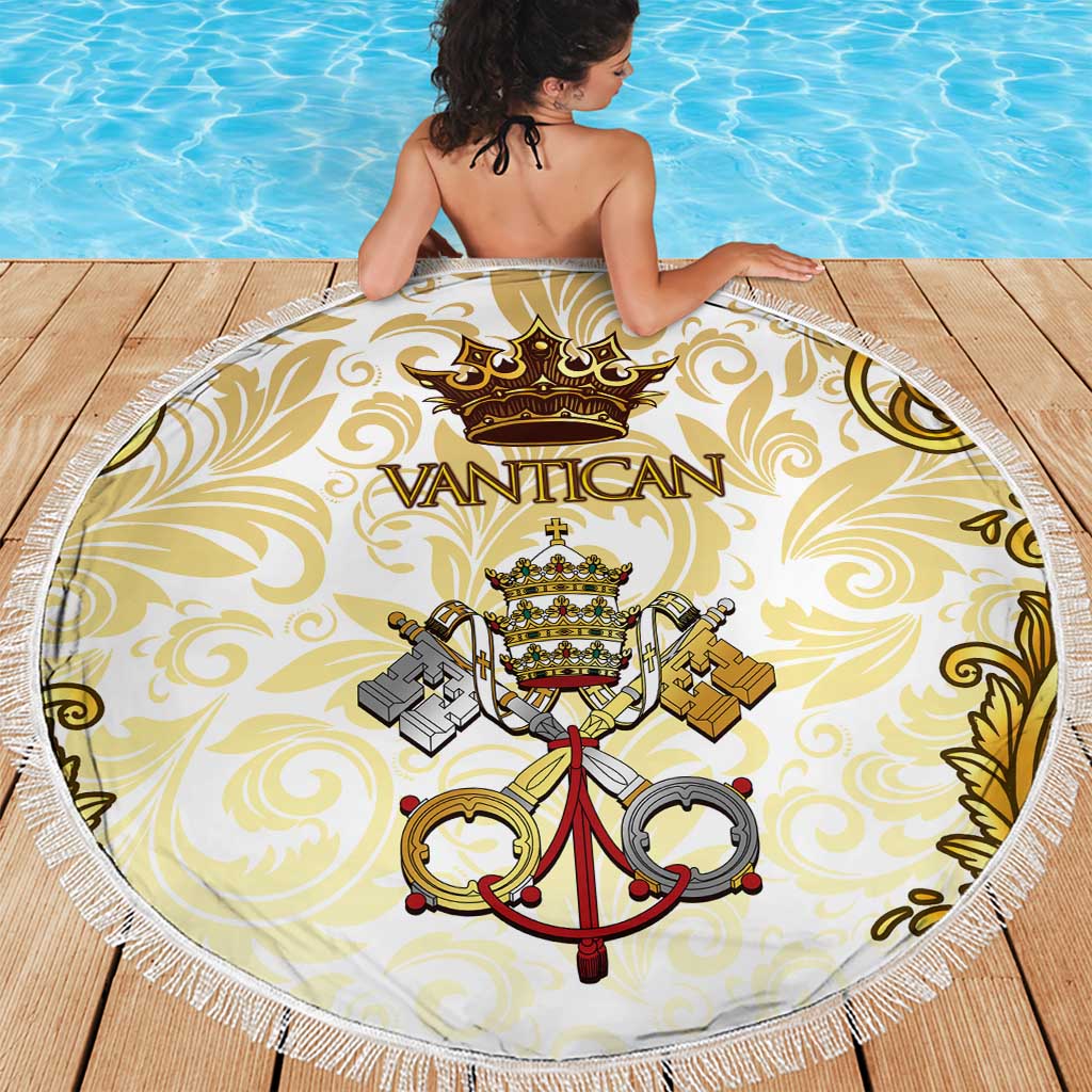 Vatican Gold Baroque Beach Blanket Papal Crown & Keys Vintage Catholic