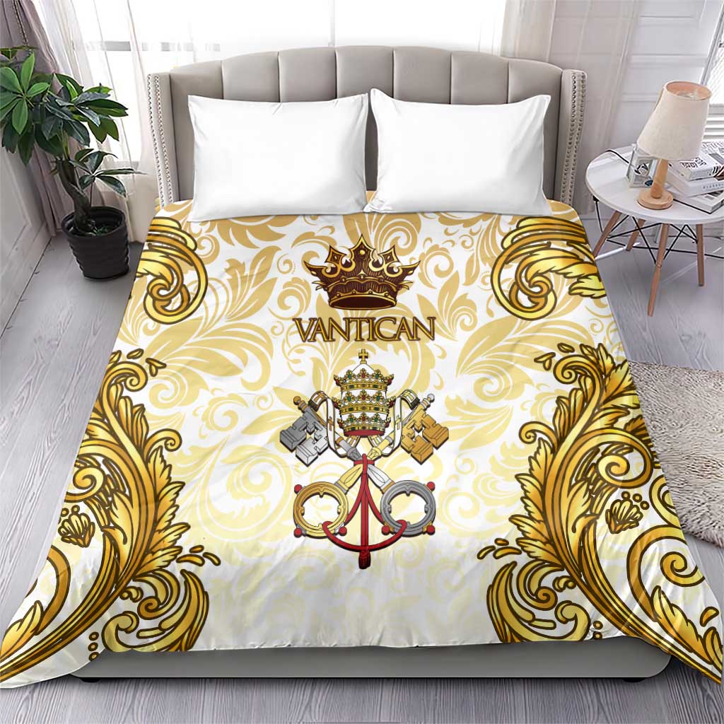 Vatican Gold Baroque Bedding Set Papal Crown & Keys Vintage Catholic