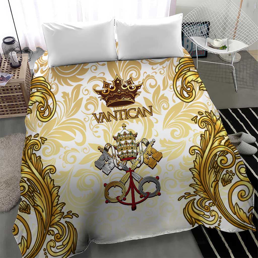 Vatican Gold Baroque Bedding Set Papal Crown & Keys Vintage Catholic