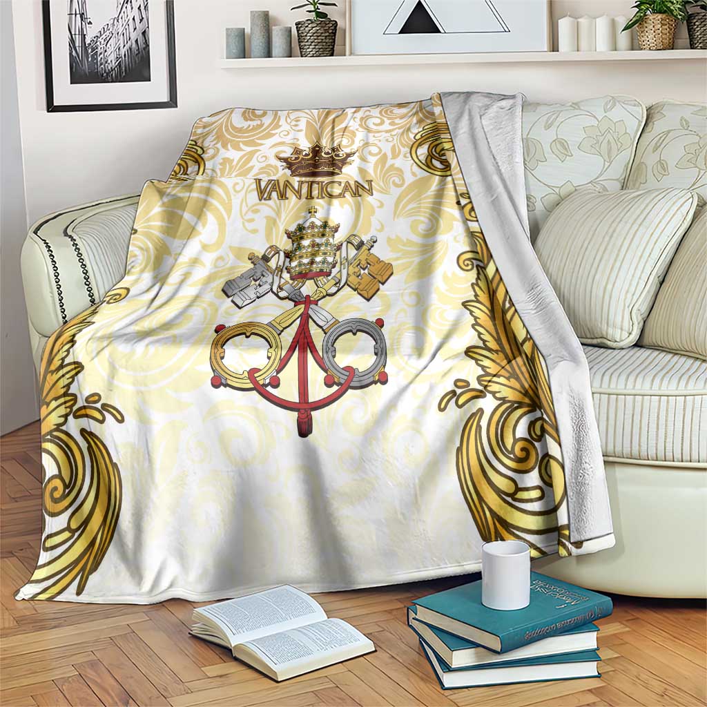 Vatican Gold Baroque Blanket Papal Crown & Keys Vintage Catholic