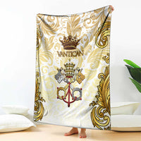 Vatican Gold Baroque Blanket Papal Crown & Keys Vintage Catholic
