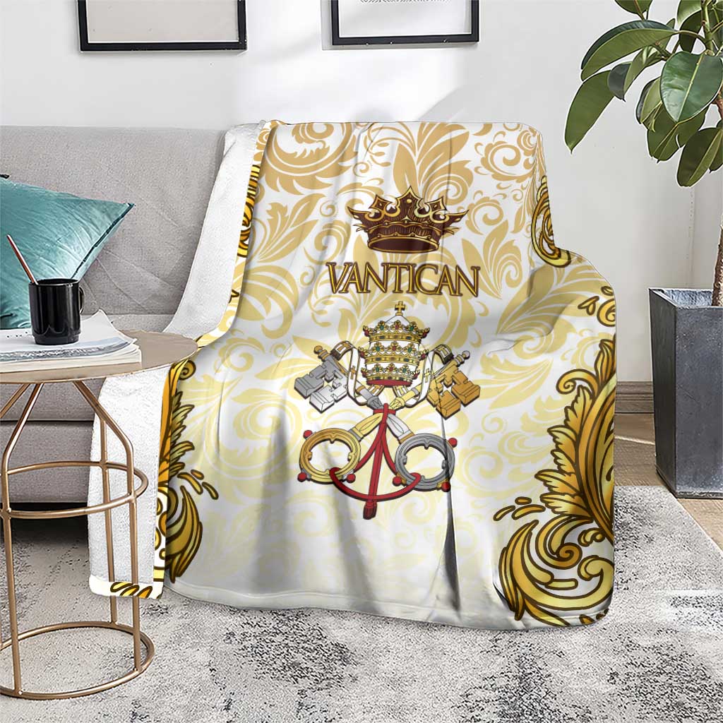 Vatican Gold Baroque Blanket Papal Crown & Keys Vintage Catholic