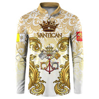 Vatican Gold Baroque Button Sweatshirt Papal Crown & Keys Vintage Catholic