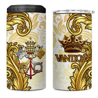 Vatican Gold Baroque 4 in 1 Can Cooler Tumbler Papal Crown & Keys Vintage Catholic