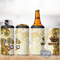 Vatican Gold Baroque 4 in 1 Can Cooler Tumbler Papal Crown & Keys Vintage Catholic