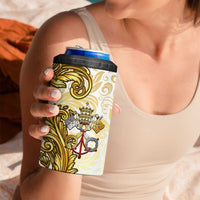 Vatican Gold Baroque 4 in 1 Can Cooler Tumbler Papal Crown & Keys Vintage Catholic