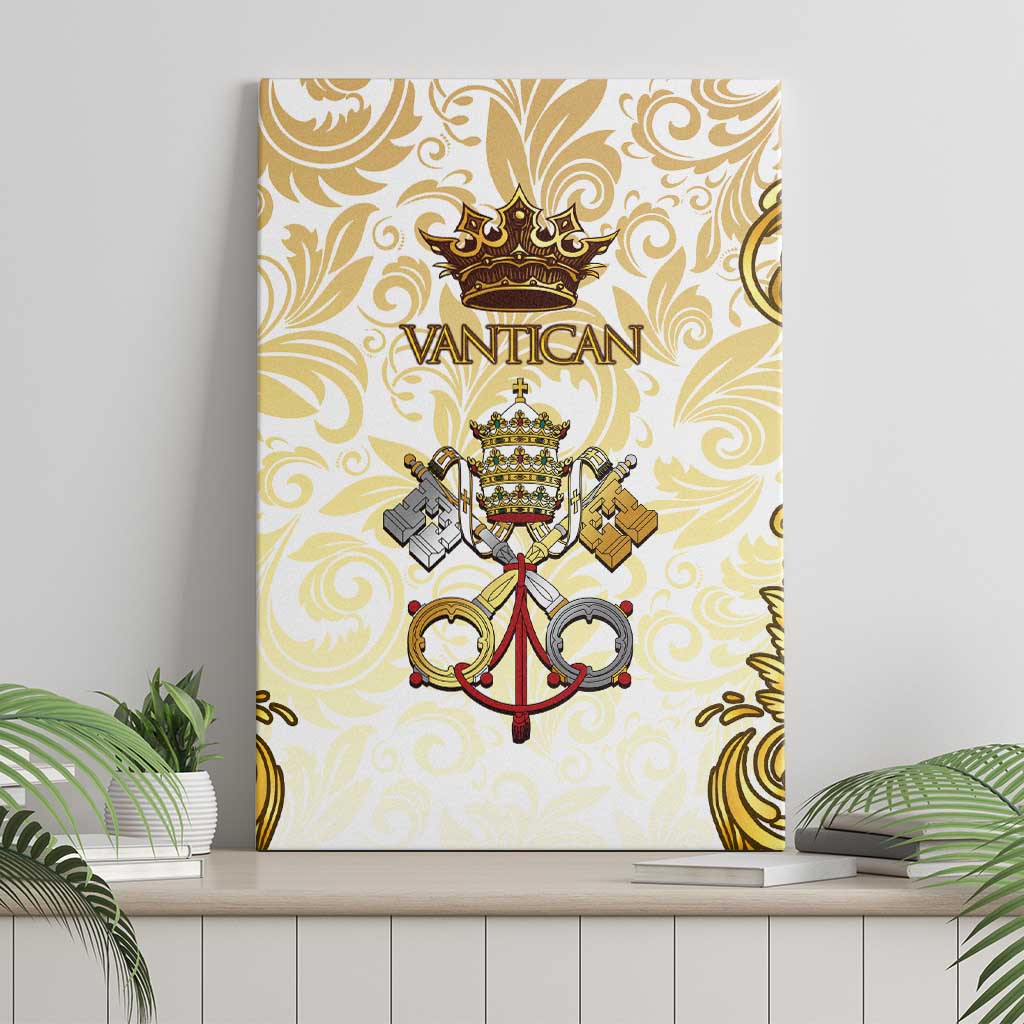 Vatican Gold Baroque Canvas Wall Art Papal Crown & Keys Vintage Catholic