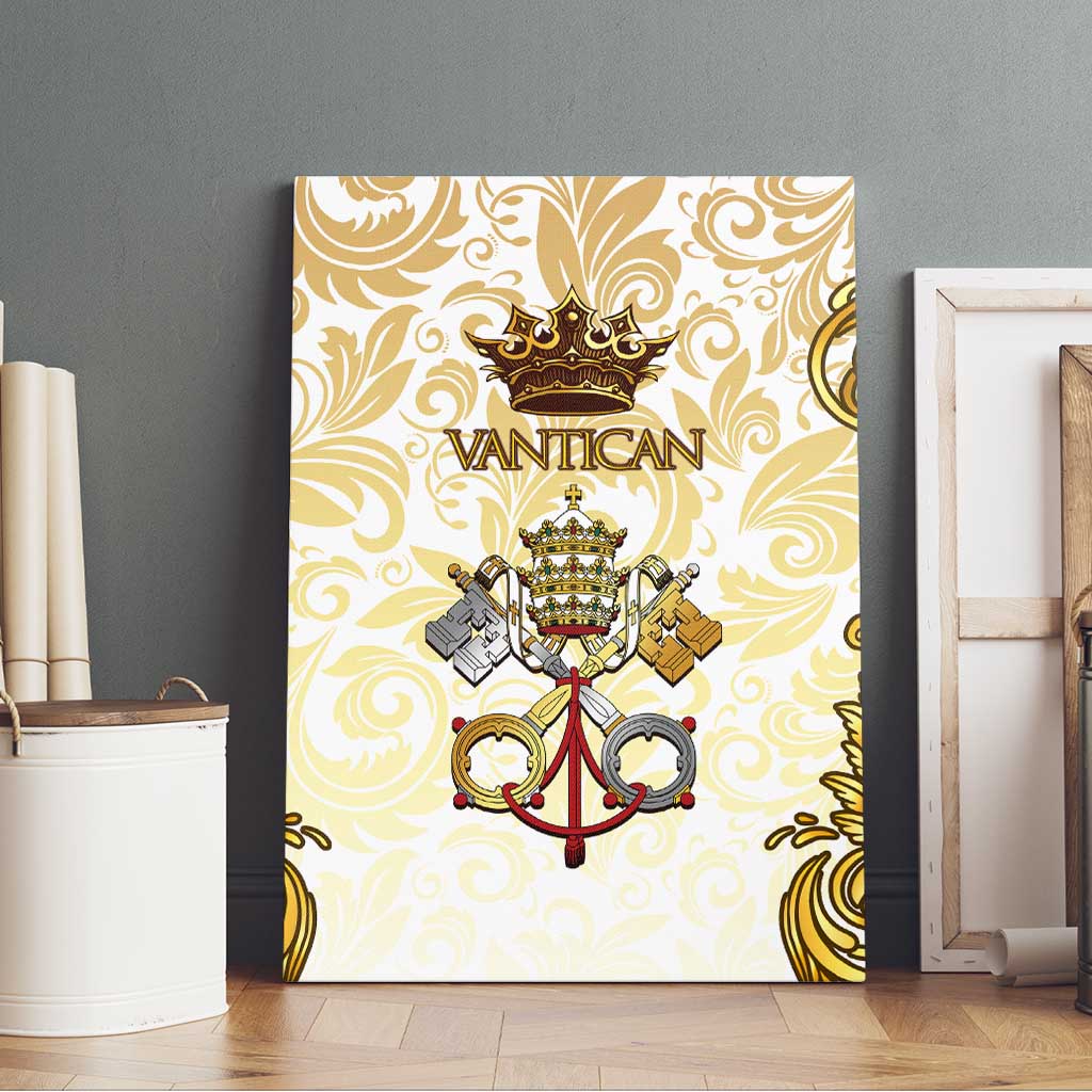 Vatican Gold Baroque Canvas Wall Art Papal Crown & Keys Vintage Catholic