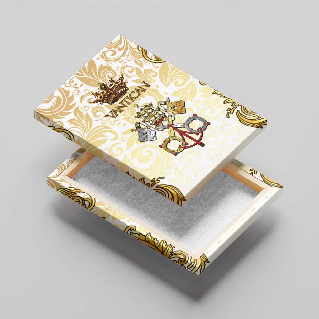 Vatican Gold Baroque Canvas Wall Art Papal Crown & Keys Vintage Catholic