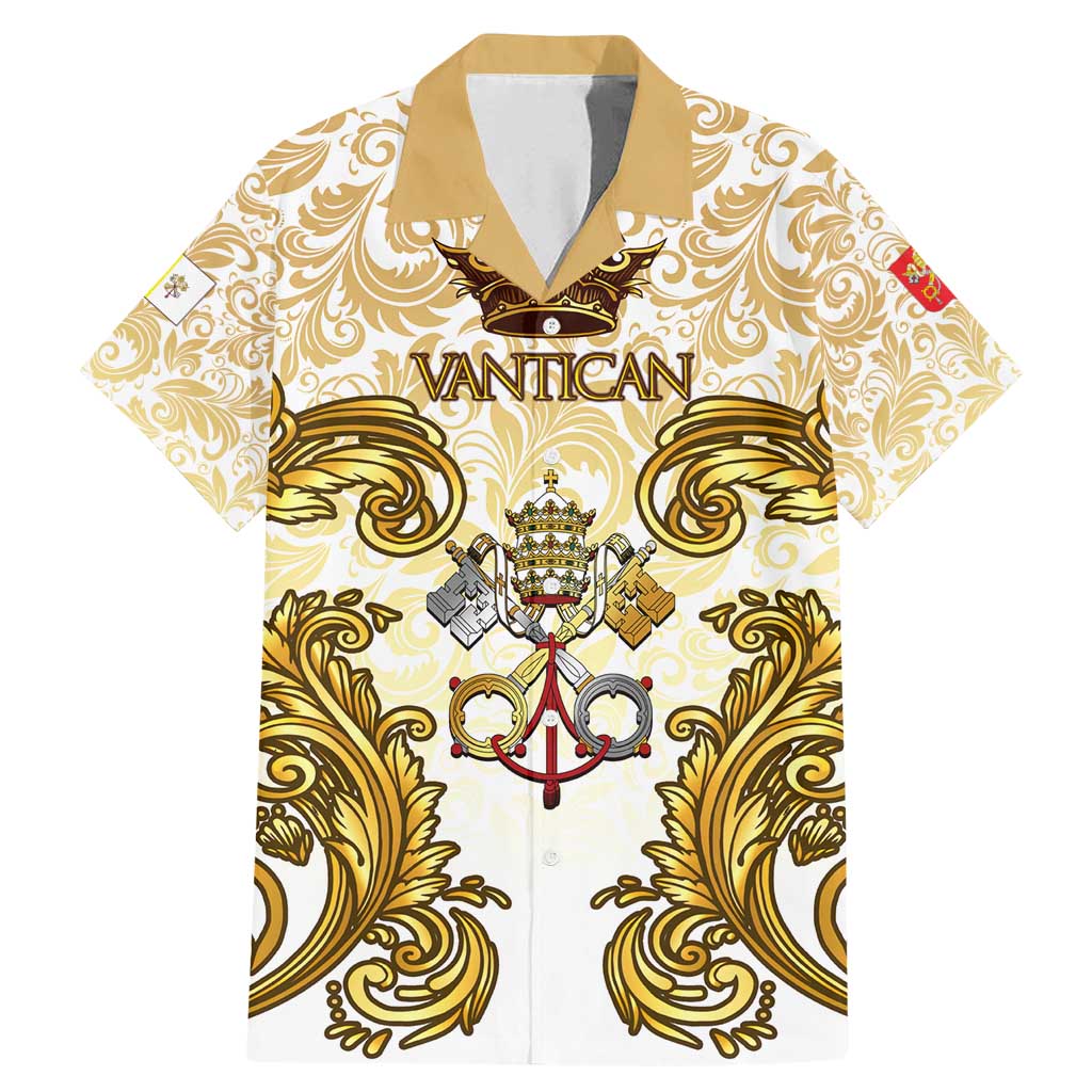 Vatican Gold Baroque Family Matching Mermaid Dress and Hawaiian Shirt Papal Crown & Keys Vintage Catholic