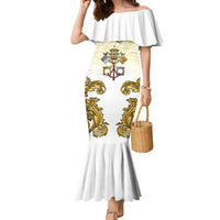 Vatican Gold Baroque Family Matching Mermaid Dress and Hawaiian Shirt Papal Crown & Keys Vintage Catholic
