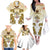 Vatican Gold Baroque Family Matching Off The Shoulder Long Sleeve Dress and Hawaiian Shirt Papal Crown & Keys Vintage Catholic
