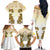 Vatican Gold Baroque Family Matching Off The Shoulder Long Sleeve Dress and Hawaiian Shirt Papal Crown & Keys Vintage Catholic