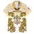 Vatican Gold Baroque Family Matching Off The Shoulder Long Sleeve Dress and Hawaiian Shirt Papal Crown & Keys Vintage Catholic