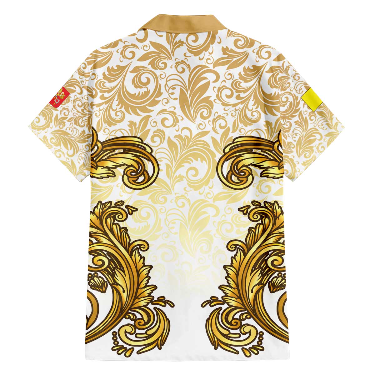 Vatican Gold Baroque Family Matching Off The Shoulder Long Sleeve Dress and Hawaiian Shirt Papal Crown & Keys Vintage Catholic