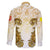 Vatican Gold Baroque Family Matching Off The Shoulder Long Sleeve Dress and Hawaiian Shirt Papal Crown & Keys Vintage Catholic