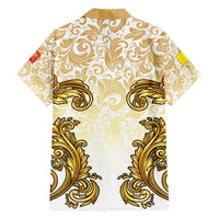 Vatican Gold Baroque Family Matching Off Shoulder Maxi Dress and Hawaiian Shirt Papal Crown & Keys Vintage Catholic
