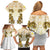 Vatican Gold Baroque Family Matching Off Shoulder Short Dress and Hawaiian Shirt Papal Crown & Keys Vintage Catholic