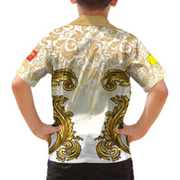 Vatican Gold Baroque Family Matching Puletasi and Hawaiian Shirt Papal Crown & Keys Vintage Catholic