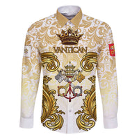 Vatican Gold Baroque Family Matching Puletasi and Hawaiian Shirt Papal Crown & Keys Vintage Catholic