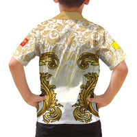 Vatican Gold Baroque Family Matching Short Sleeve Bodycon Dress and Hawaiian Shirt Papal Crown & Keys Vintage Catholic