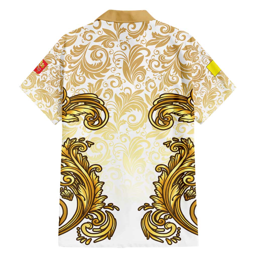 Vatican Gold Baroque Family Matching Short Sleeve Bodycon Dress and Hawaiian Shirt Papal Crown & Keys Vintage Catholic