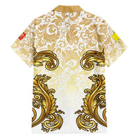 Vatican Gold Baroque Family Matching Short Sleeve Bodycon Dress and Hawaiian Shirt Papal Crown & Keys Vintage Catholic
