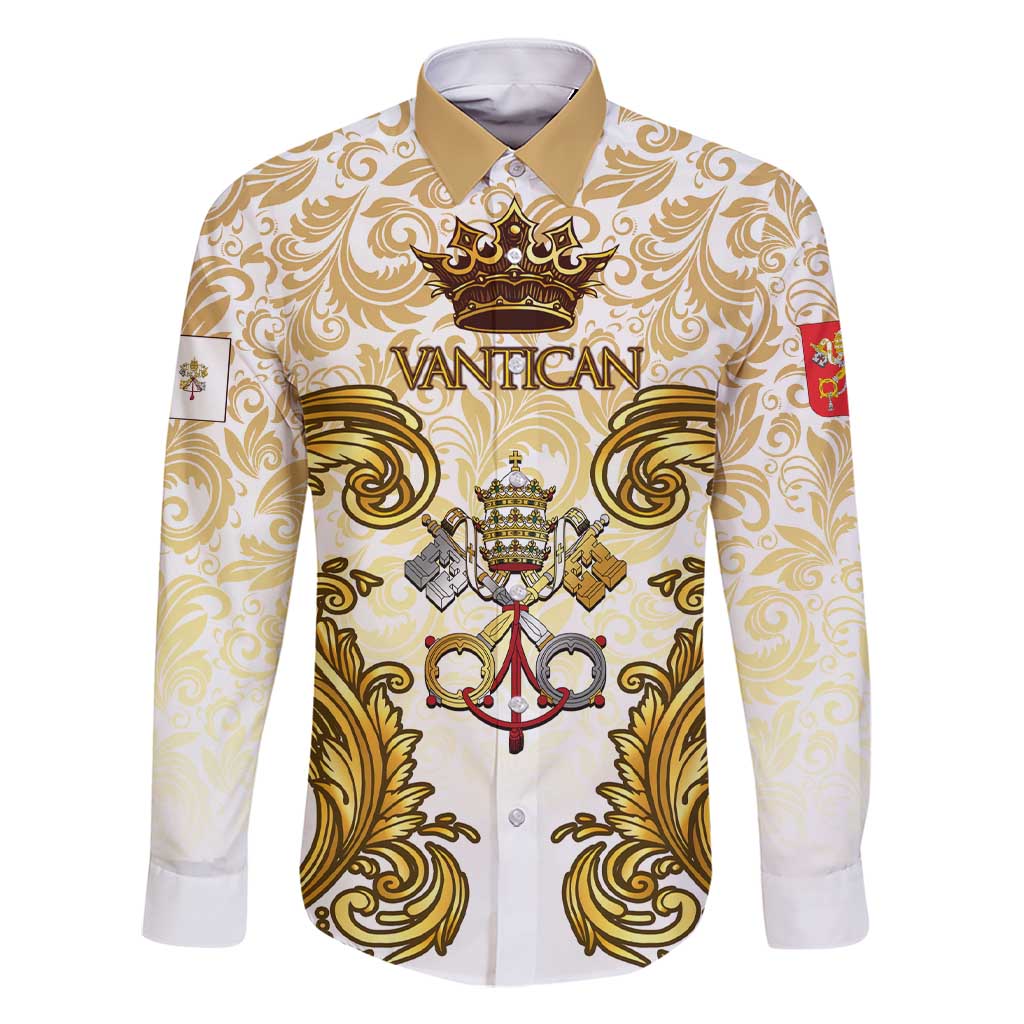 Vatican Gold Baroque Family Matching Short Sleeve Bodycon Dress and Hawaiian Shirt Papal Crown & Keys Vintage Catholic