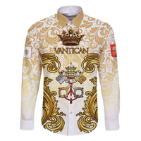 Vatican Gold Baroque Family Matching Short Sleeve Bodycon Dress and Hawaiian Shirt Papal Crown & Keys Vintage Catholic