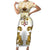Vatican Gold Baroque Family Matching Short Sleeve Bodycon Dress and Hawaiian Shirt Papal Crown & Keys Vintage Catholic