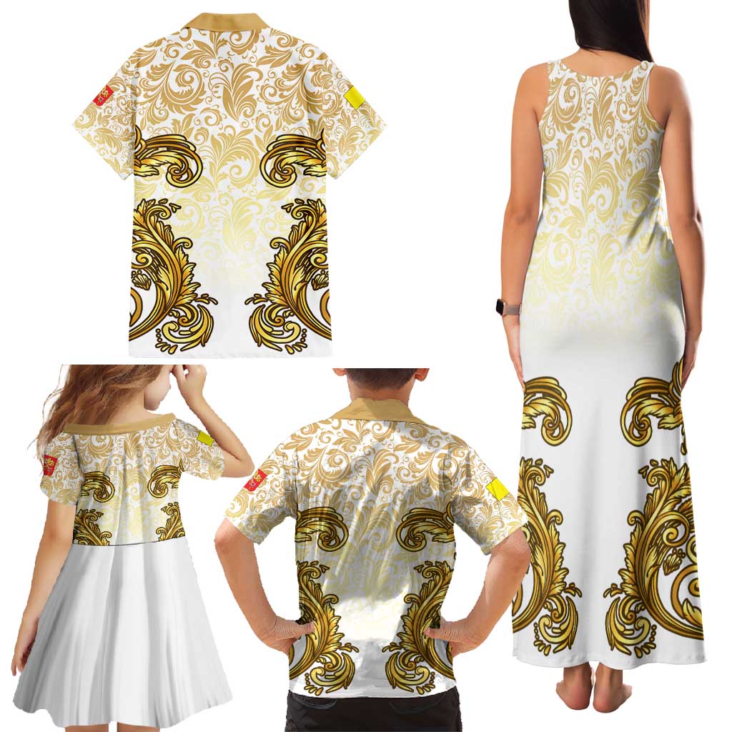 Vatican Gold Baroque Family Matching Tank Maxi Dress and Hawaiian Shirt Papal Crown & Keys Vintage Catholic